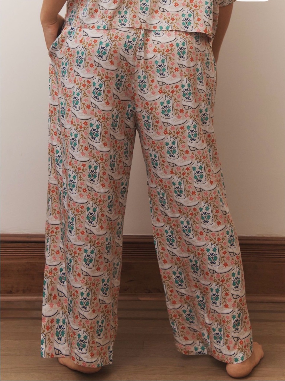 Anthropologie Printfresh Eco Satin Rhinestone Cowgirl set. XL EUC - Picture 6 of 9